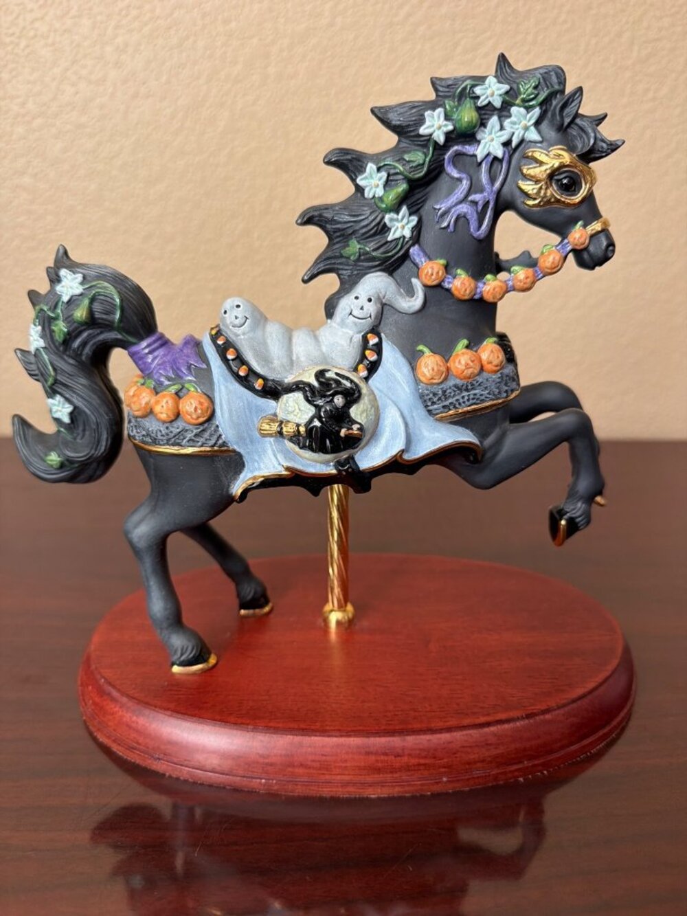 2000 Lenox Ltd Ed Porcelain Halloween Carousel Horse Ghost Pumpkin Witch -No Box